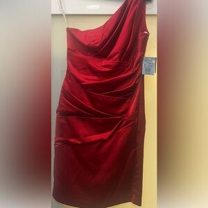 BRAND NEW David’s Bridal Red One Shoulder Dress 85106 Formal  Size 6